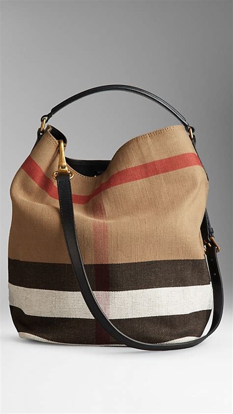 burberry checked canvas hobo bag|Burberry hobo bag sale.